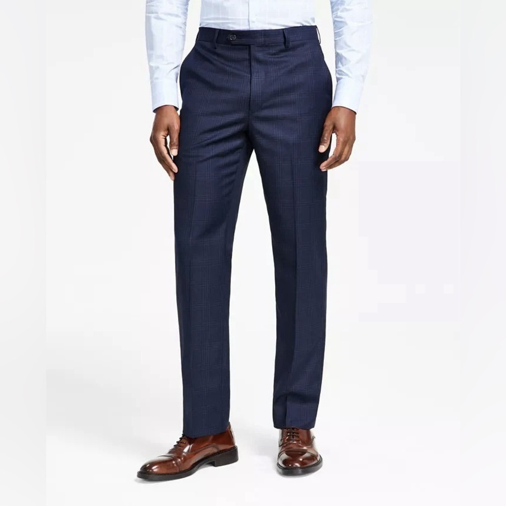 Ralph Ralph Lauren Blue Micro Plaid Classic Fit Dress Pant Size 38